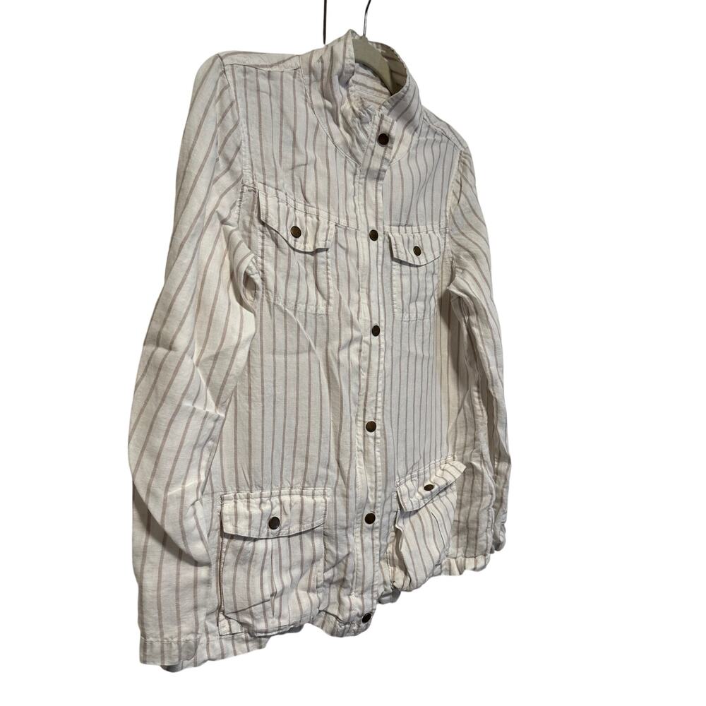 Artisan & Fox Linen Striped Zip-Up Jacket L - Picture 8 of 9